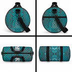 Custom Basketball New Zealand Duffle Bag Teal Maori Ta Moko Indigenous