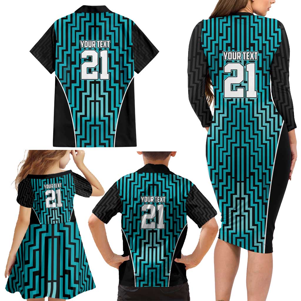 Custom Basketball New Zealand Family Matching Long Sleeve Bodycon Dress and Hawaiian Shirt Teal Maori Ta Moko Indigenous - Aussie Hoodie