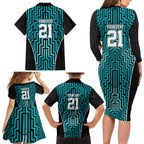 Custom Basketball New Zealand Family Matching Long Sleeve Bodycon Dress and Hawaiian Shirt Teal Maori Ta Moko Indigenous - Aussie Hoodie