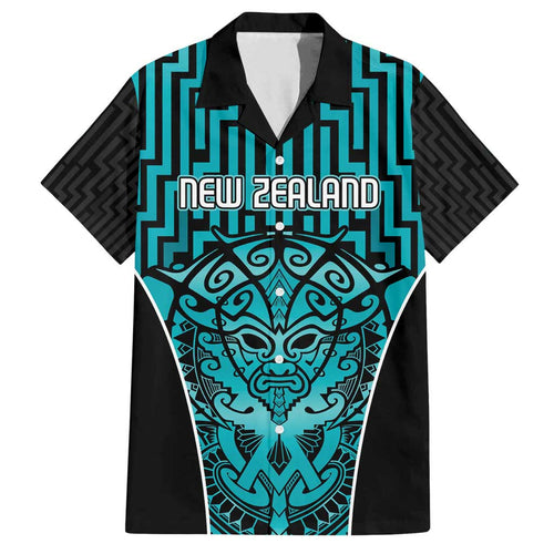 Custom Basketball New Zealand Family Matching Long Sleeve Bodycon Dress and Hawaiian Shirt Teal Maori Ta Moko Indigenous - Aussie Hoodie