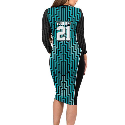Custom Basketball New Zealand Family Matching Long Sleeve Bodycon Dress and Hawaiian Shirt Teal Maori Ta Moko Indigenous - Aussie Hoodie