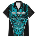 Custom Basketball New Zealand Family Matching Mermaid Dress and Hawaiian Shirt Teal Maori Ta Moko Indigenous - Aussie Hoodie