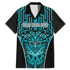 Custom Basketball New Zealand Family Matching Mermaid Dress and Hawaiian Shirt Teal Maori Ta Moko Indigenous - Aussie Hoodie