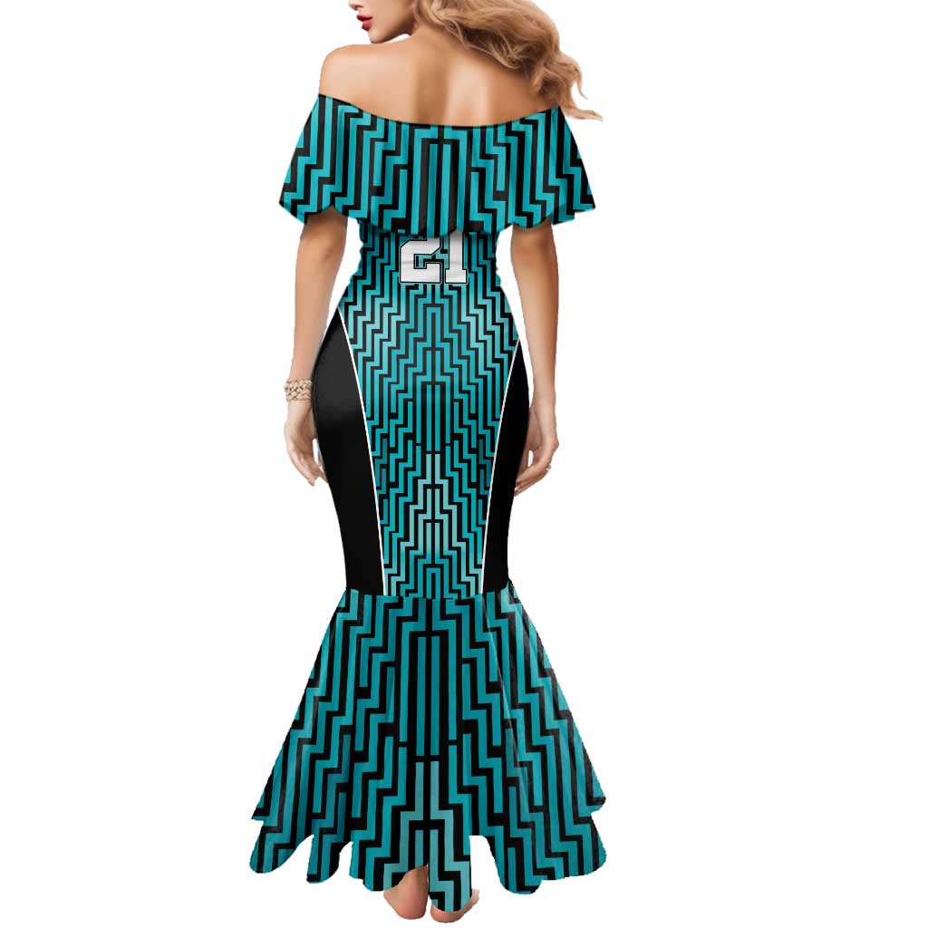 Custom Basketball New Zealand Family Matching Mermaid Dress and Hawaiian Shirt Teal Maori Ta Moko Indigenous - Aussie Hoodie