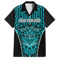 Custom Basketball New Zealand Family Matching Off The Shoulder Long Sleeve Dress and Hawaiian Shirt Teal Maori Ta Moko Indigenous - Aussie Hoodie