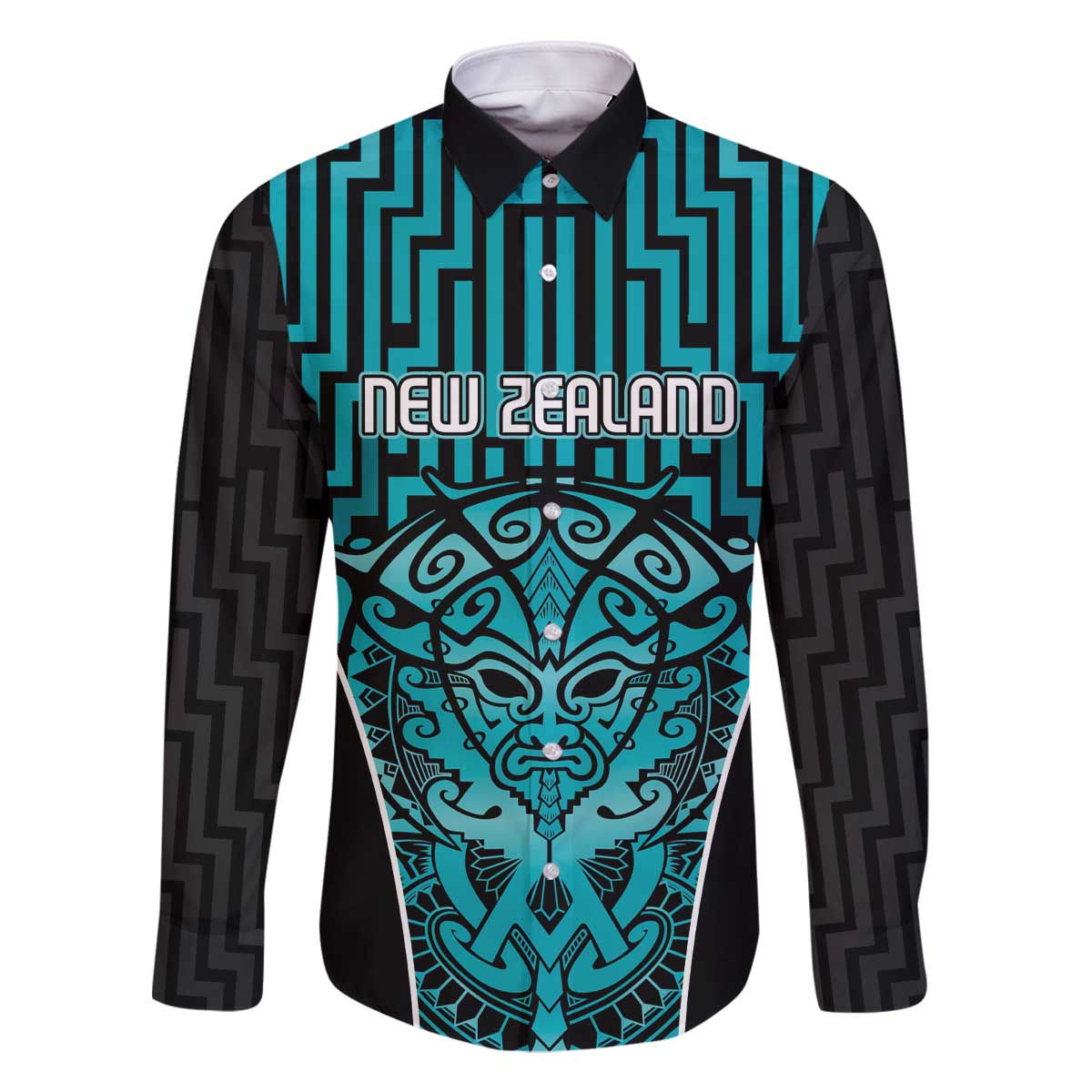 Custom Basketball New Zealand Family Matching Off The Shoulder Long Sleeve Dress and Hawaiian Shirt Teal Maori Ta Moko Indigenous - Aussie Hoodie