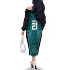 Custom Basketball New Zealand Family Matching Off The Shoulder Long Sleeve Dress and Hawaiian Shirt Teal Maori Ta Moko Indigenous - Aussie Hoodie