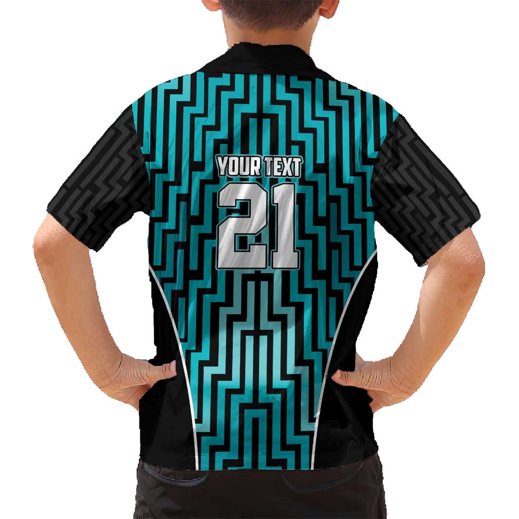 Custom Basketball New Zealand Family Matching Off Shoulder Maxi Dress and Hawaiian Shirt Teal Maori Ta Moko Indigenous - Aussie Hoodie