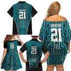 Custom Basketball New Zealand Family Matching Off Shoulder Short Dress and Hawaiian Shirt Teal Maori Ta Moko Indigenous - Aussie Hoodie
