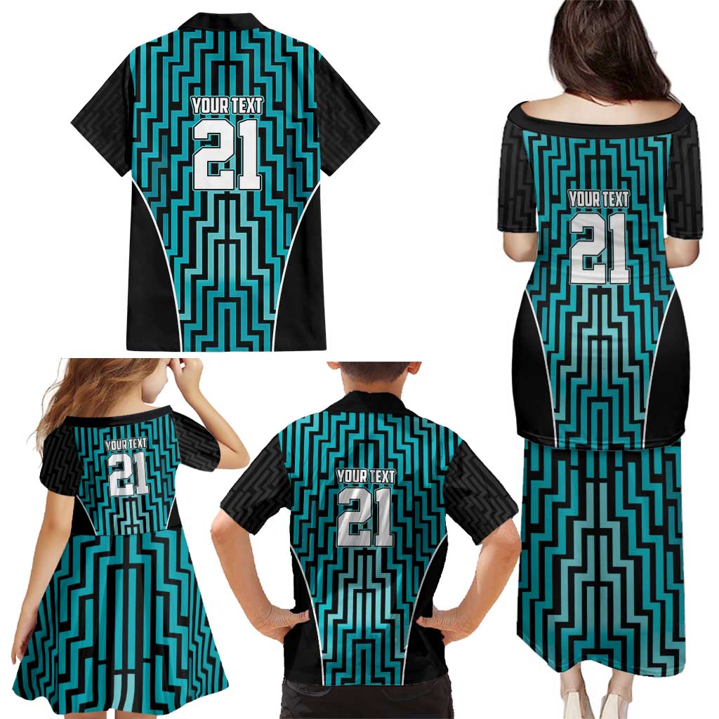 Custom Basketball New Zealand Family Matching Puletasi and Hawaiian Shirt Teal Maori Ta Moko Indigenous - Aussie Hoodie