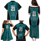 Custom Basketball New Zealand Family Matching Puletasi and Hawaiian Shirt Teal Maori Ta Moko Indigenous - Aussie Hoodie