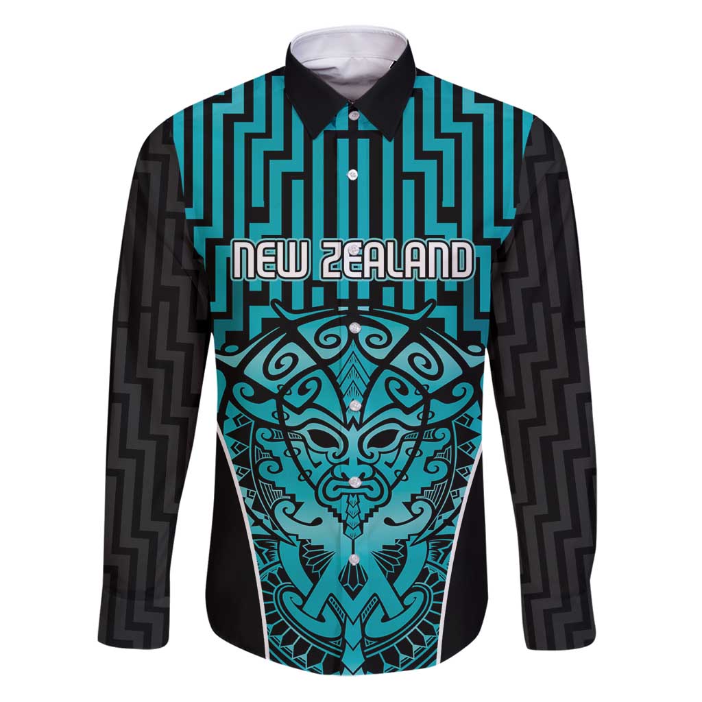 Custom Basketball New Zealand Family Matching Puletasi and Hawaiian Shirt Teal Maori Ta Moko Indigenous - Aussie Hoodie