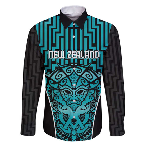 Custom Basketball New Zealand Family Matching Puletasi and Hawaiian Shirt Teal Maori Ta Moko Indigenous - Aussie Hoodie