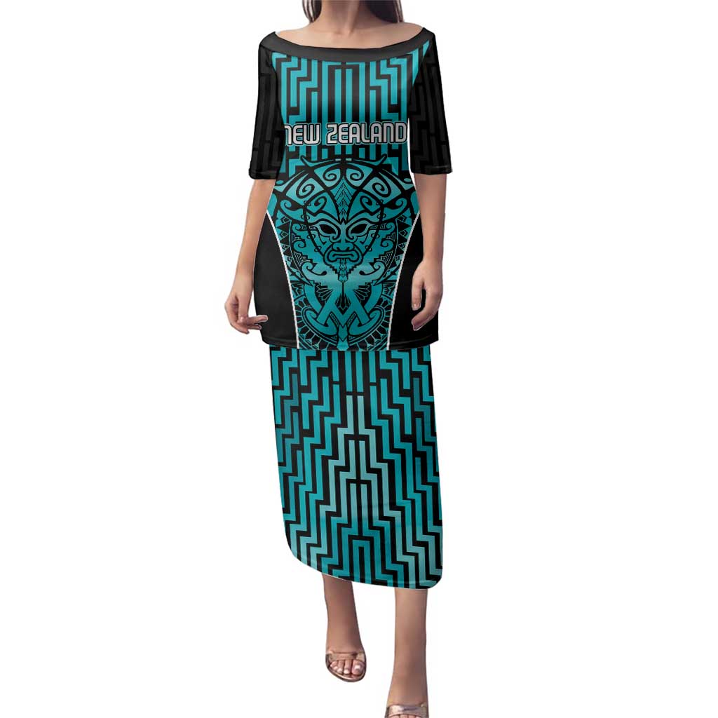 Custom Basketball New Zealand Family Matching Puletasi and Hawaiian Shirt Teal Maori Ta Moko Indigenous - Aussie Hoodie