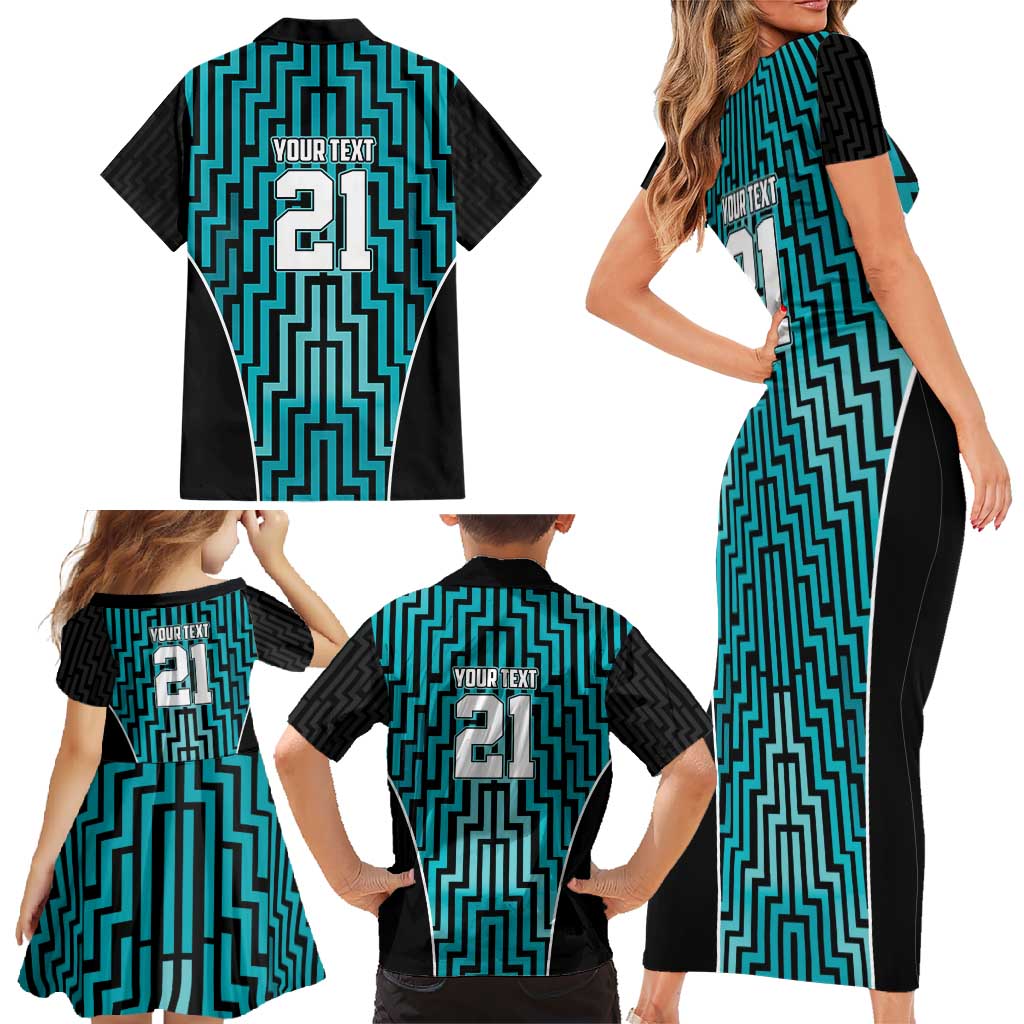 Custom Basketball New Zealand Family Matching Short Sleeve Bodycon Dress and Hawaiian Shirt Teal Maori Ta Moko Indigenous - Aussie Hoodie