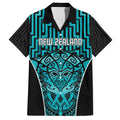 Custom Basketball New Zealand Family Matching Short Sleeve Bodycon Dress and Hawaiian Shirt Teal Maori Ta Moko Indigenous - Aussie Hoodie