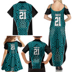 Custom Basketball New Zealand Family Matching Summer Maxi Dress and Hawaiian Shirt Teal Maori Ta Moko Indigenous - Aussie Hoodie