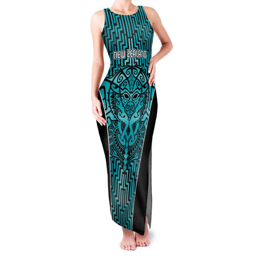 Custom Basketball New Zealand Family Matching Tank Maxi Dress and Hawaiian Shirt Teal Maori Ta Moko Indigenous - Aussie Hoodie