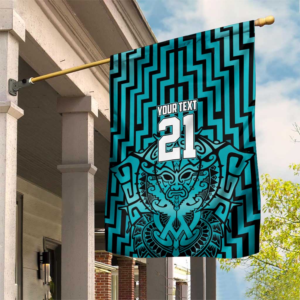 Custom Basketball New Zealand Garden Flag Teal Maori Ta Moko Indigenous - Aussie Hoodie