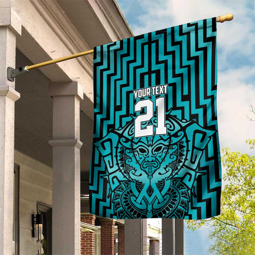 Custom Basketball New Zealand Garden Flag Teal Maori Ta Moko Indigenous - Aussie Hoodie