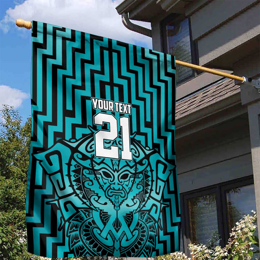 Custom Basketball New Zealand Garden Flag Teal Maori Ta Moko Indigenous - Aussie Hoodie