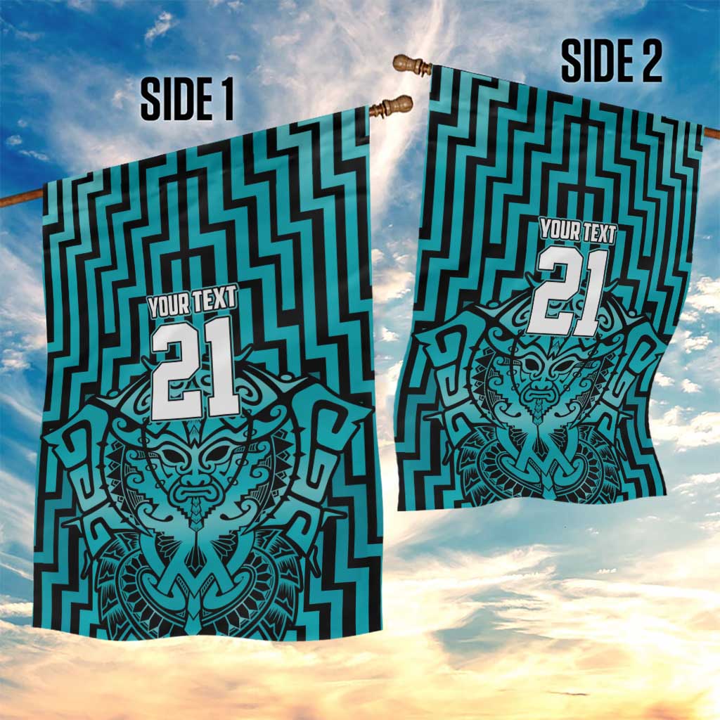 Custom Basketball New Zealand Garden Flag Teal Maori Ta Moko Indigenous - Aussie Hoodie