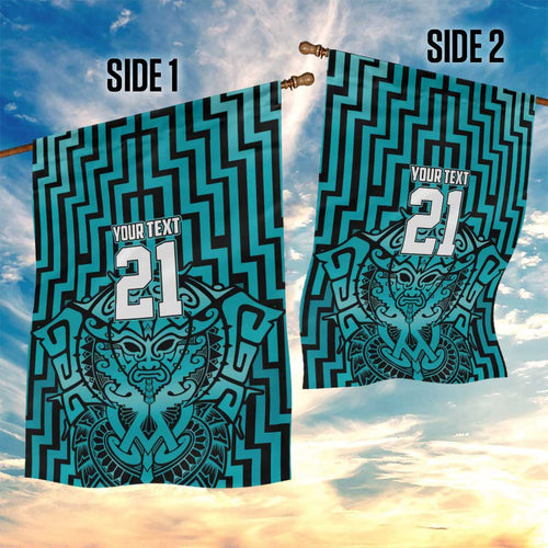 Custom Basketball New Zealand Garden Flag Teal Maori Ta Moko Indigenous - Aussie Hoodie