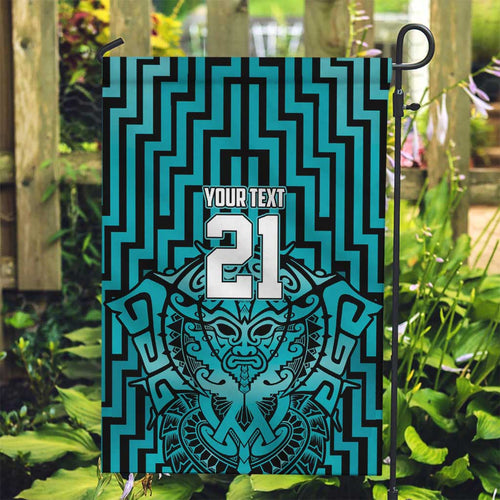 Custom Basketball New Zealand Garden Flag Teal Maori Ta Moko Indigenous - Aussie Hoodie