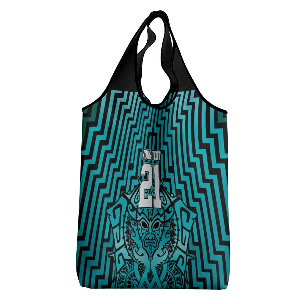 Custom Basketball New Zealand Grocery Bag Teal Maori Ta Moko Indigenous - Aussie Hoodie