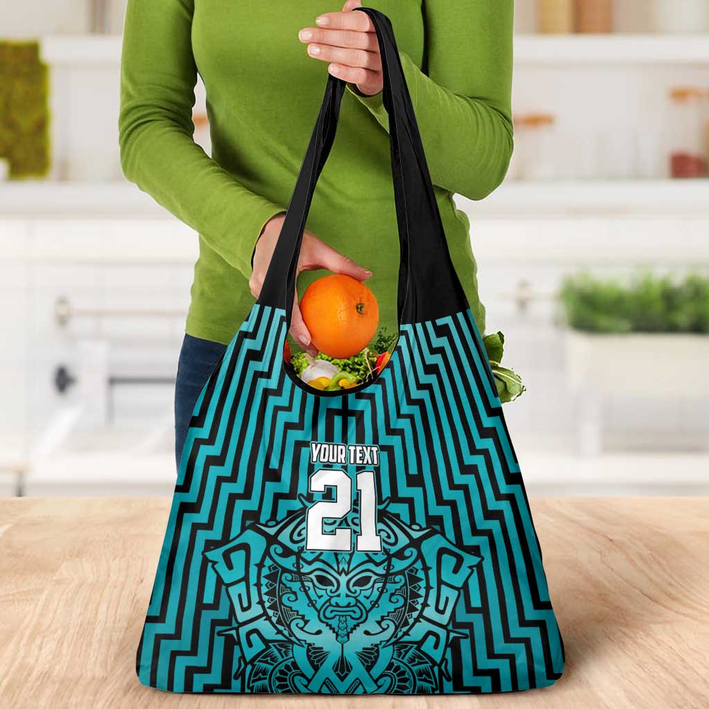 Custom Basketball New Zealand Grocery Bag Teal Maori Ta Moko Indigenous - Aussie Hoodie