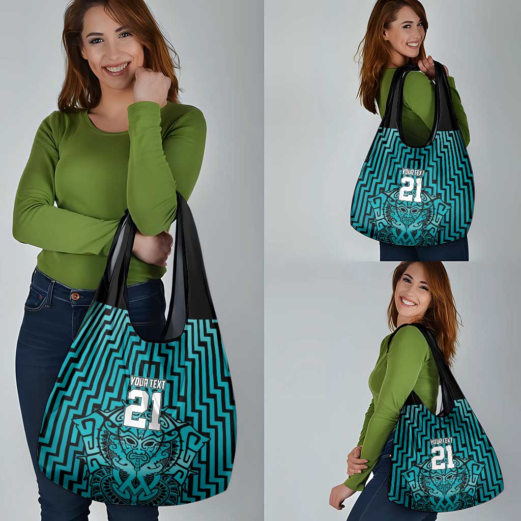 Custom Basketball New Zealand Grocery Bag Teal Maori Ta Moko Indigenous - Aussie Hoodie