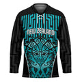 Custom Basketball New Zealand Hockey Jersey Teal Maori Ta Moko Indigenous - Aussie Hoodie