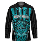 Custom Basketball New Zealand Hockey Jersey Teal Maori Ta Moko Indigenous - Aussie Hoodie