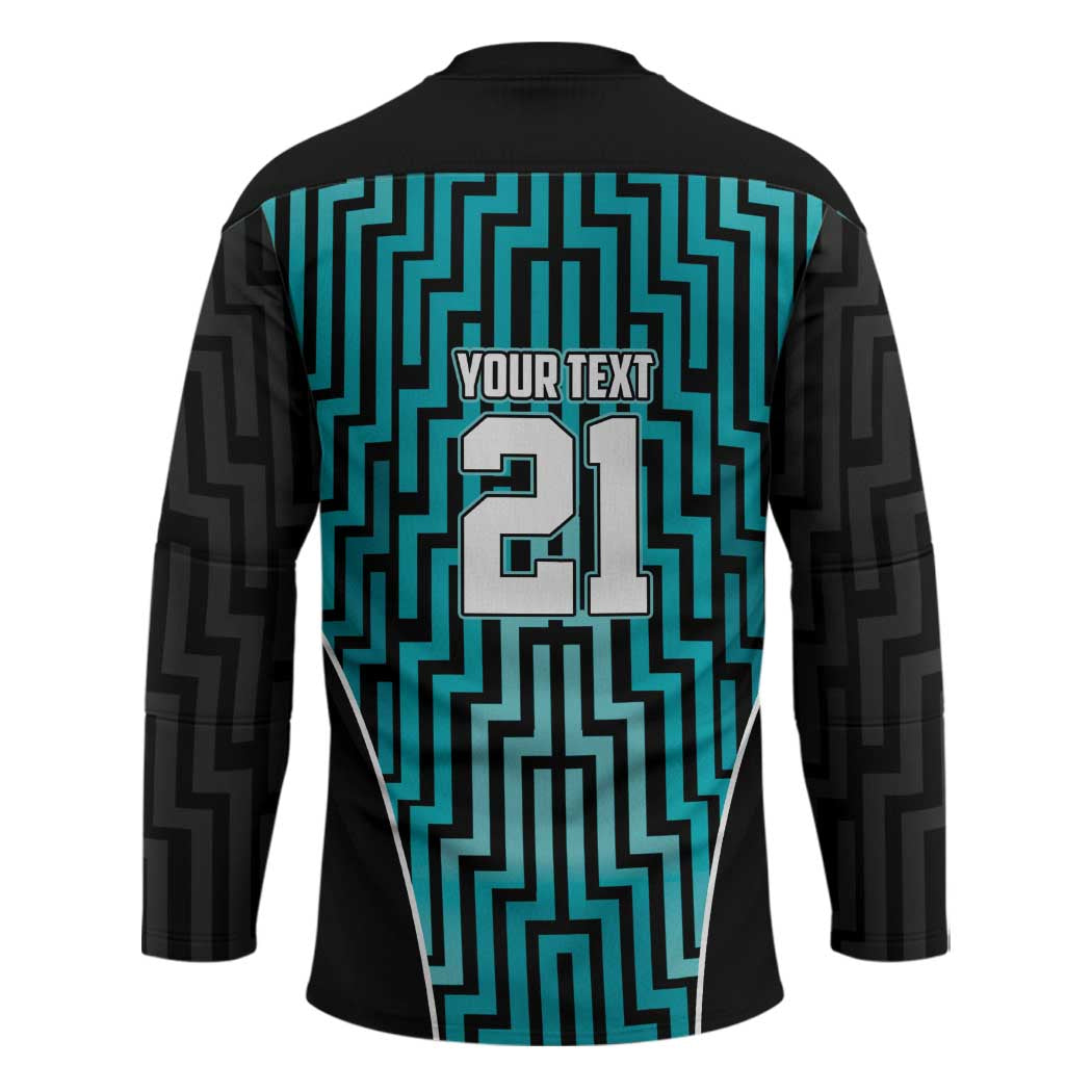 Custom Basketball New Zealand Hockey Jersey Teal Maori Ta Moko Indigenous - Aussie Hoodie