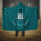 Custom Basketball New Zealand Hooded Blanket Teal Maori Ta Moko Indigenous - Aussie Hoodie