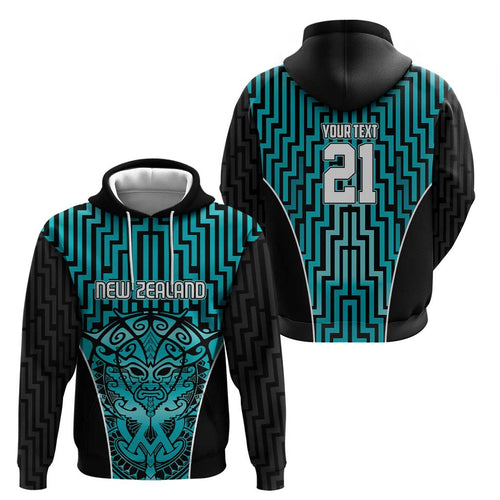 Custom Basketball New Zealand Hoodie Teal Maori Ta Moko Indigenous - Aussie Hoodie