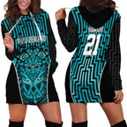 Custom Basketball New Zealand Hoodie Dress Teal Maori Ta Moko Indigenous - Aussie Hoodie
