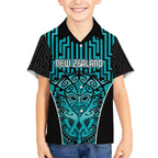 Custom Basketball New Zealand Kid Hawaiian Shirt Teal Maori Ta Moko Indigenous - Aussie Hoodie