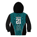 Custom Basketball New Zealand Kid Hoodie Teal Maori Ta Moko Indigenous - Aussie Hoodie