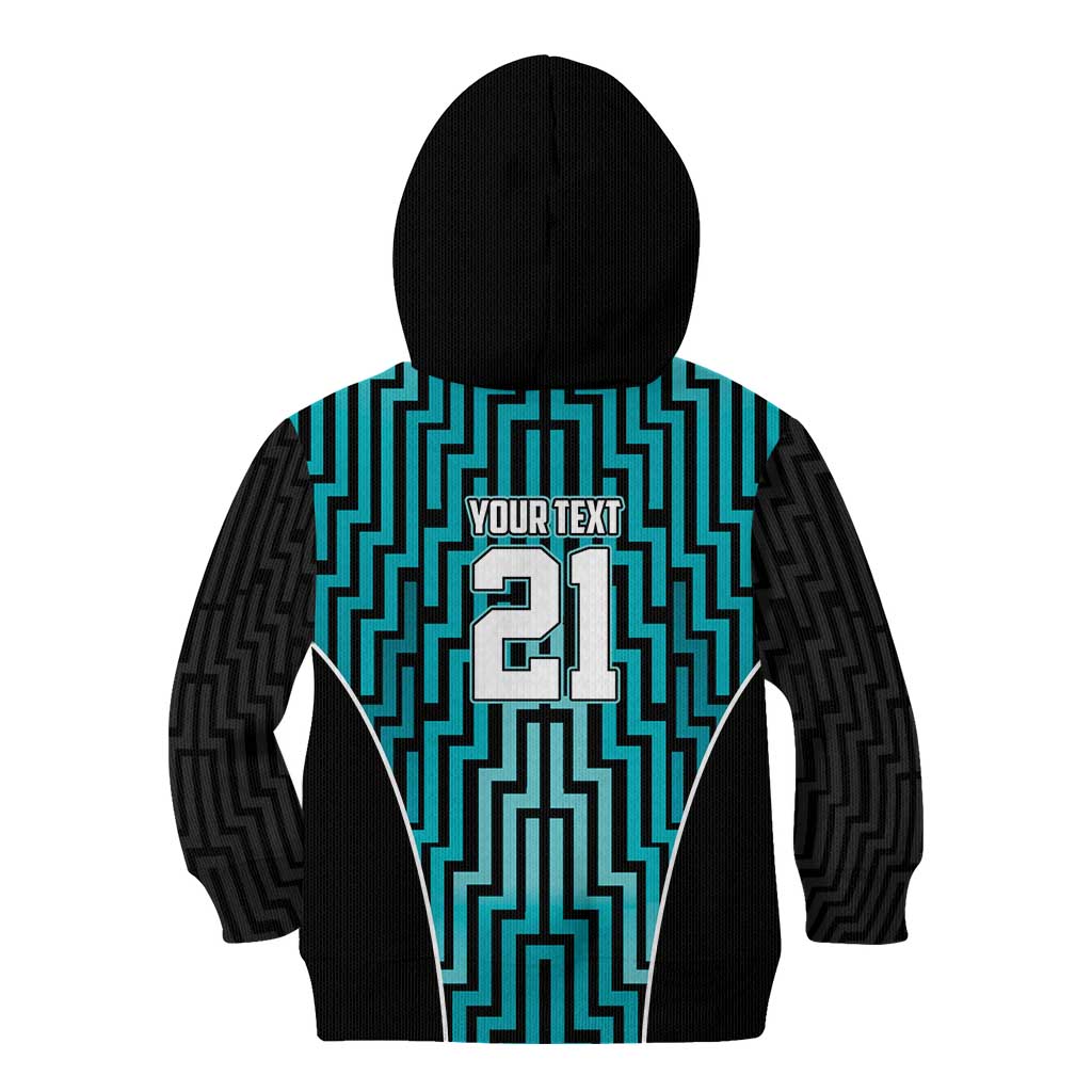 Custom Basketball New Zealand Kid Hoodie Teal Maori Ta Moko Indigenous - Aussie Hoodie