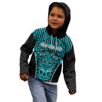 Custom Basketball New Zealand Kid Hoodie Teal Maori Ta Moko Indigenous - Aussie Hoodie