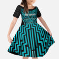 Custom Basketball New Zealand Kid Short Sleeve Dress Teal Maori Ta Moko Indigenous - Aussie Hoodie