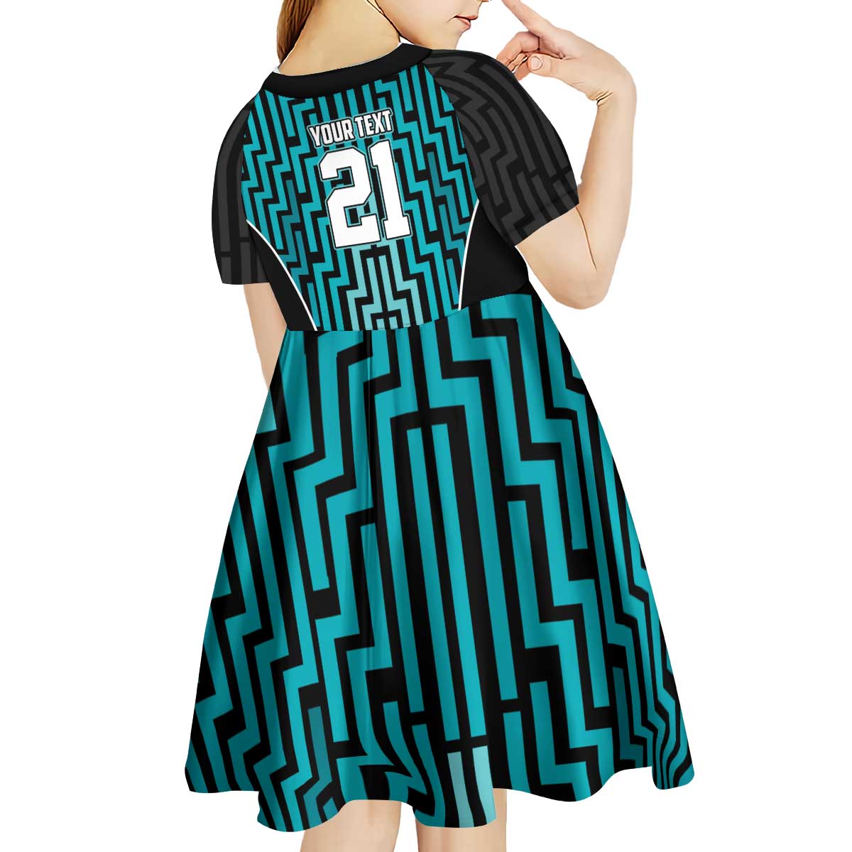 Custom Basketball New Zealand Kid Short Sleeve Dress Teal Maori Ta Moko Indigenous - Aussie Hoodie