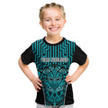 Custom Basketball New Zealand Kid T Shirt Teal Maori Ta Moko Indigenous - Aussie Hoodie