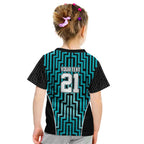 Custom Basketball New Zealand Kid T Shirt Teal Maori Ta Moko Indigenous - Aussie Hoodie