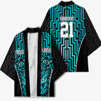 Custom Basketball New Zealand Kimono Teal Maori Ta Moko Indigenous - Aussie Hoodie