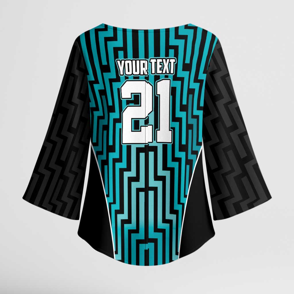 Custom Basketball New Zealand Kimono Sleeve Blouse Teal Maori Ta Moko Indigenous - Aussie Hoodie
