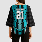 Custom Basketball New Zealand Kimono Sleeve Blouse Teal Maori Ta Moko Indigenous - Aussie Hoodie
