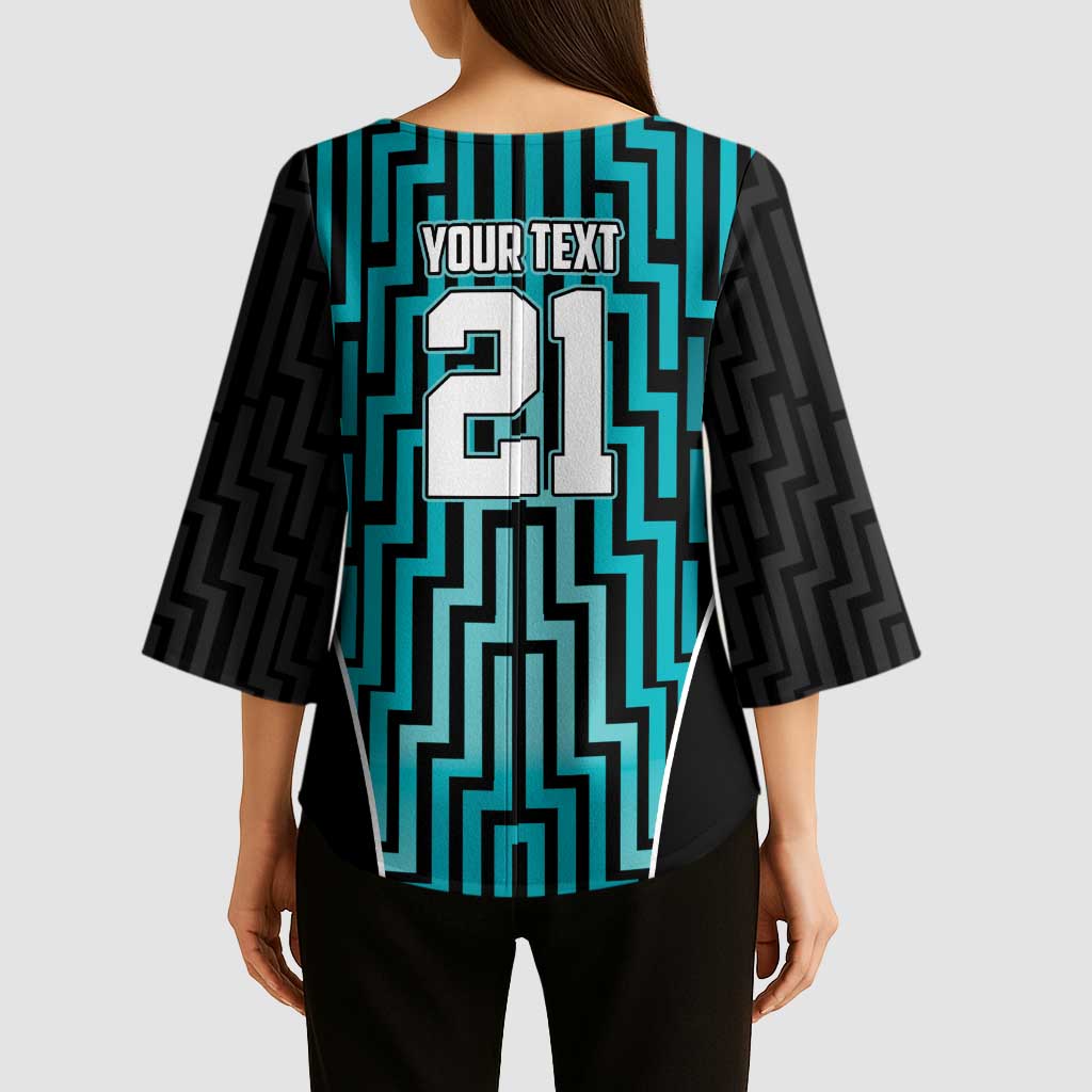 Custom Basketball New Zealand Kimono Sleeve Blouse Teal Maori Ta Moko Indigenous - Aussie Hoodie