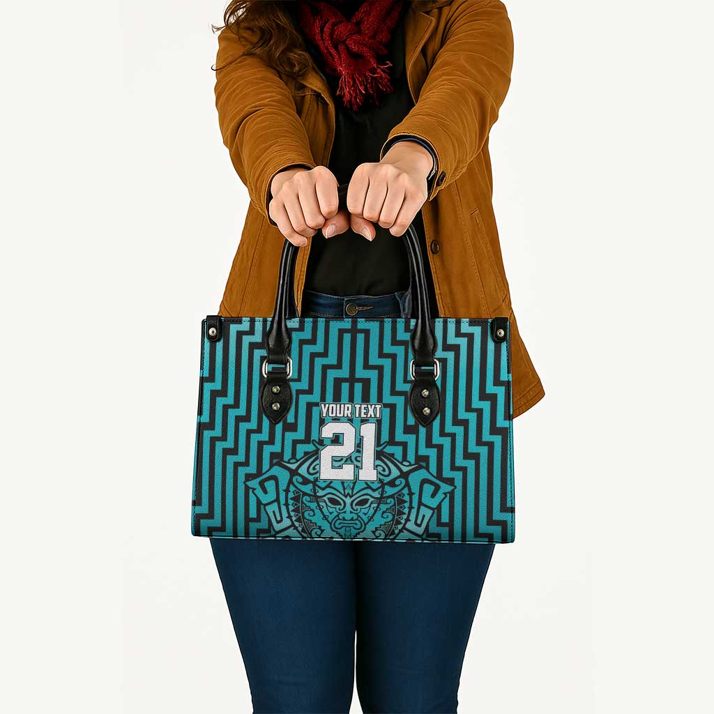 Custom Basketball New Zealand Leather Bag Teal Maori Ta Moko Indigenous - Aussie Hoodie